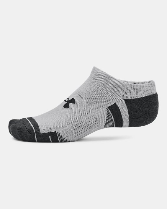 Unisex UA Performance Tech 3-Pack No Show Socks, Gray, pdpMainDesktop image number 3